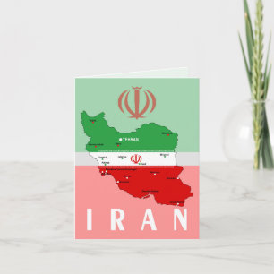 Iran kaart met vlag en embleem