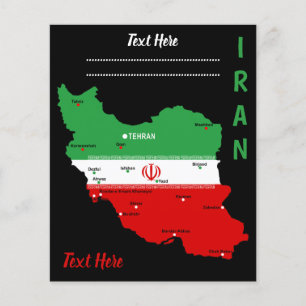 Iran kaart met vlag en embleem