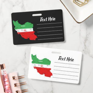 Iran kaart met vlag en embleem badge