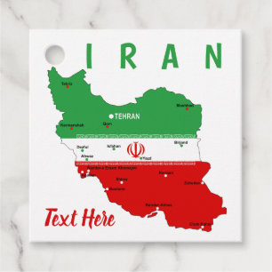 Iran kaart met vlag en embleem bedankjes labels