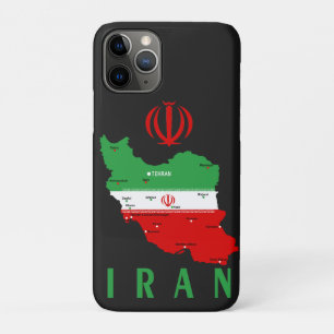Iran kaart met vlag en embleem iPhone 11 pro hoesje