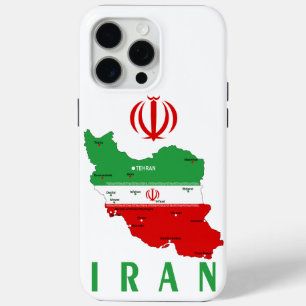 Iran kaart met vlag en embleem iPhone 15 pro max hoesje