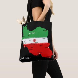 Iran kaart met vlag en embleem draagtas