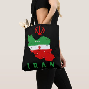Iran kaart met vlag en embleem draagtas