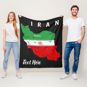 Iran Kaart met Vlag en Embleem Fleece Deken