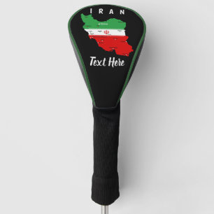 Iran kaart met vlag en embleem golfheadcover