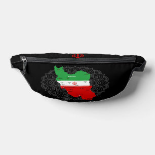 Iran kaart met vlag en embleem heuptasje