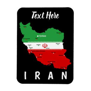Iran kaart met vlag en embleem magneet