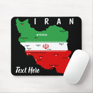 Iran Kaart met Vlag en Embleem Muismat