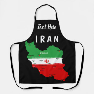 Iran kaart met vlag en embleem schort