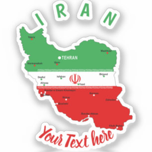 Iran kaart met vlag en embleem sticker