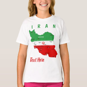 Iran Kaart met Vlag en Embleem T-shirt