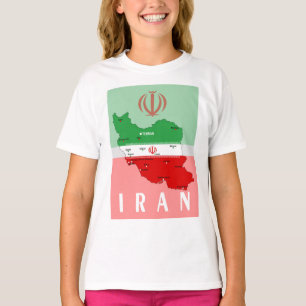 Iran kaart met vlag en embleem t-shirt