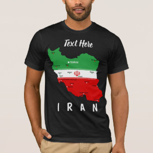 Iran kaart met vlag en embleem t-shirt