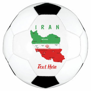 Iran kaart met vlag en embleem voetbal