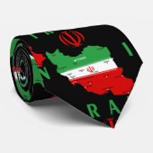 Iran Kaart met Vlag en Wapen Stropdas (Opgerold)