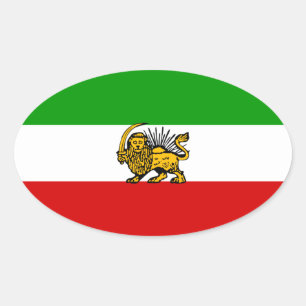 Iran Leeuw & Zonnevlag Ovale Sticker