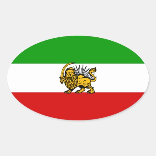 Iran Leeuw & Zonnevlag Ovale Sticker (Voorkant)