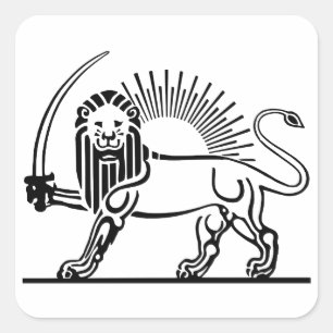 Iran Lion & Sun (Shir-O-Khorshid) Vierkante Sticker