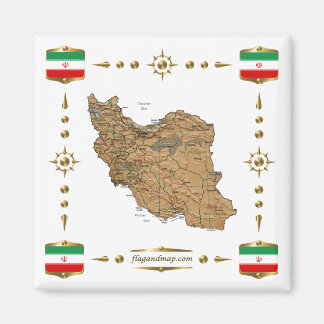 Iran Map + Flags Magnet Magneet