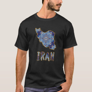 Iran Map gevuld met een prachtig Perzisch patroon T-shirt