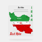 Iran Map with Flag and Emblem (Recto)