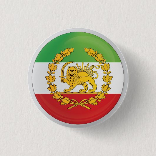 Iran Perzische Leeuw Koninkrijk Pahlevi Ronde Button 3,2 Cm (Voorkant)