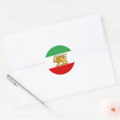 Iran, Perzische vlag met Leeuw, Shah van Iran Ronde Sticker (Envelop)