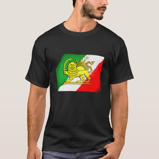  Iran, Perzische vlag met Lion, Shah van Iran T-shirt (Voorkant)