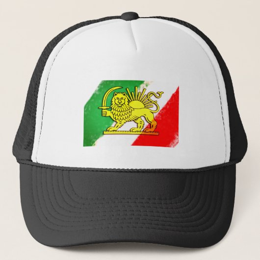 Iran, Perzische vlag met Lion, Shah van Iran Trucker Pet (Voorkant)