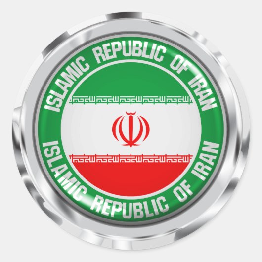 Iran Round Emblem Ronde Sticker (Voorkant)
