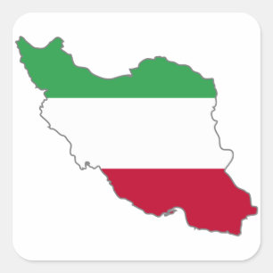 Iran Tricolor Vlag Kaart Vierkante Sticker