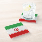 Iran vlag glazen onderzetter (Schuin)
