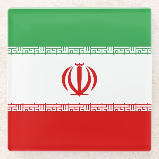 Iran vlag glazen onderzetter (Voorkant)