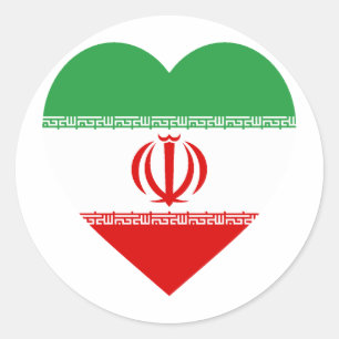 Iran Vlag Hart Ronde Sticker