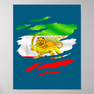 Iran Vlag Kaart Leeuw Zon Bewustzijn Steun Poster