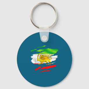 Iran Vlag Kaart Leeuw Zon Kunstwerk Sleutelhanger