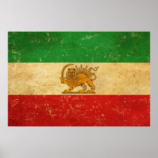 Iran Vlag Leeuw En Zon Shah van Iran Vlag Poster (Voorkant)