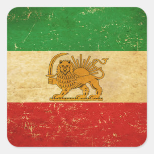 Iran Vlag Leeuw en zon sjah van Iran Vlag Vierkante Sticker