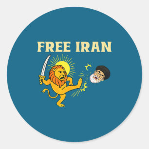 Iran Vlag Leeuw Ronde Sticker
