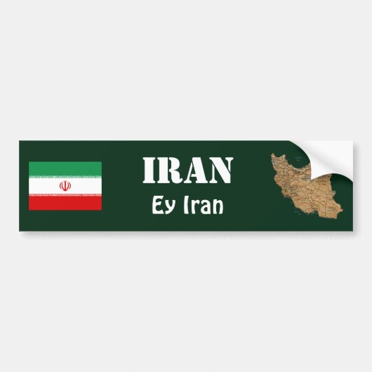 Iran vlag + Map Bumpersticker (Voorkant)
