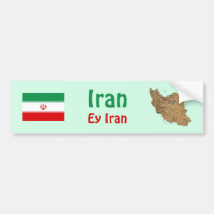 Iran vlag + Map Bumpersticker