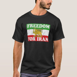 Iranese Leeuwenvlag VRIJHEID VOOR IRAN Ondersteun T-shirt