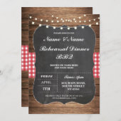 IRehearsal Dinner BBQ Red Check Chalk Uitnodiging (Voorkant / Achterkant)