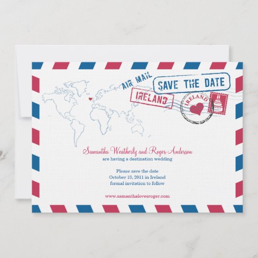Ireland Air Mail Wedding Save the Date (Voorkant)