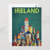 Ireland Castle Colorful Retro Travel Briefkaart (Voorkant / Achterkant)