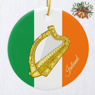Ireland Christmas Ornament, Harp, Irish Flag Keramisch Ornament