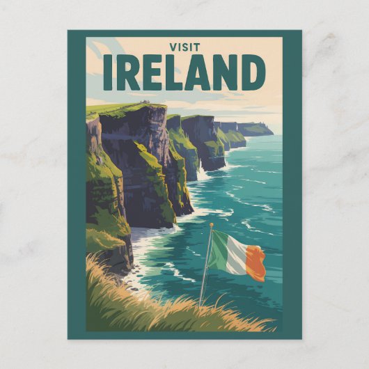 Ireland Cliffs of Moher Illustration Travel Art Briefkaart (Voorkant)