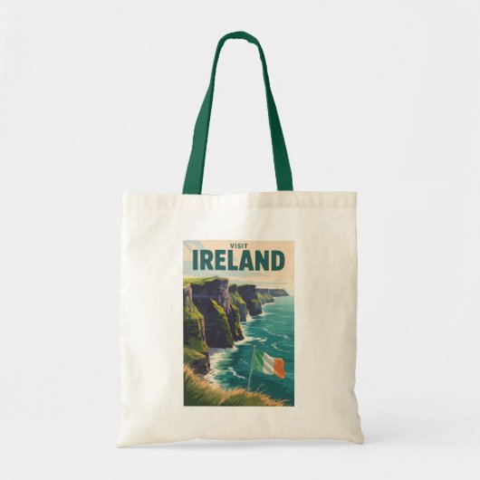 Ireland Cliffs of Moher Illustration Travel Art Tote Bag (Voorkant)