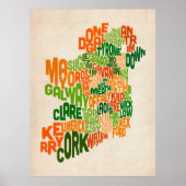 Ireland Eire County Text Map Poster (Voorkant)